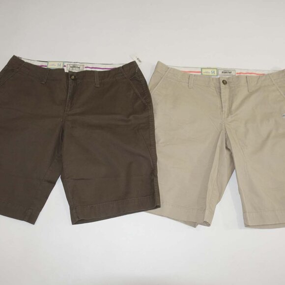 Lot of 2 Pairs Old Navy Perfect Bermuda Shorts NWT Size 14 Brown and Beige Khaki - Picture 1 of 9